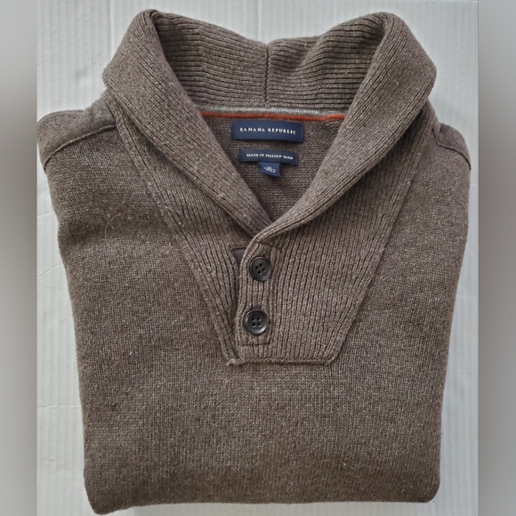 Banana Republic Men's Shawl Collar Wool Brown Sweater‎ Size Medium